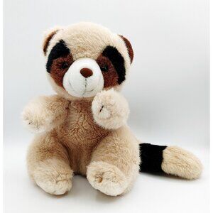 Vintage Raccoon Plush 10" Stuffed Animal 1980 Tan Brown Korea